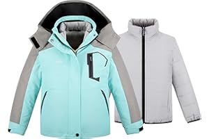 wantdo Girl's Ski Jacket Warm 3 in 1 Winter Coat Fleece Lined Snow Coat