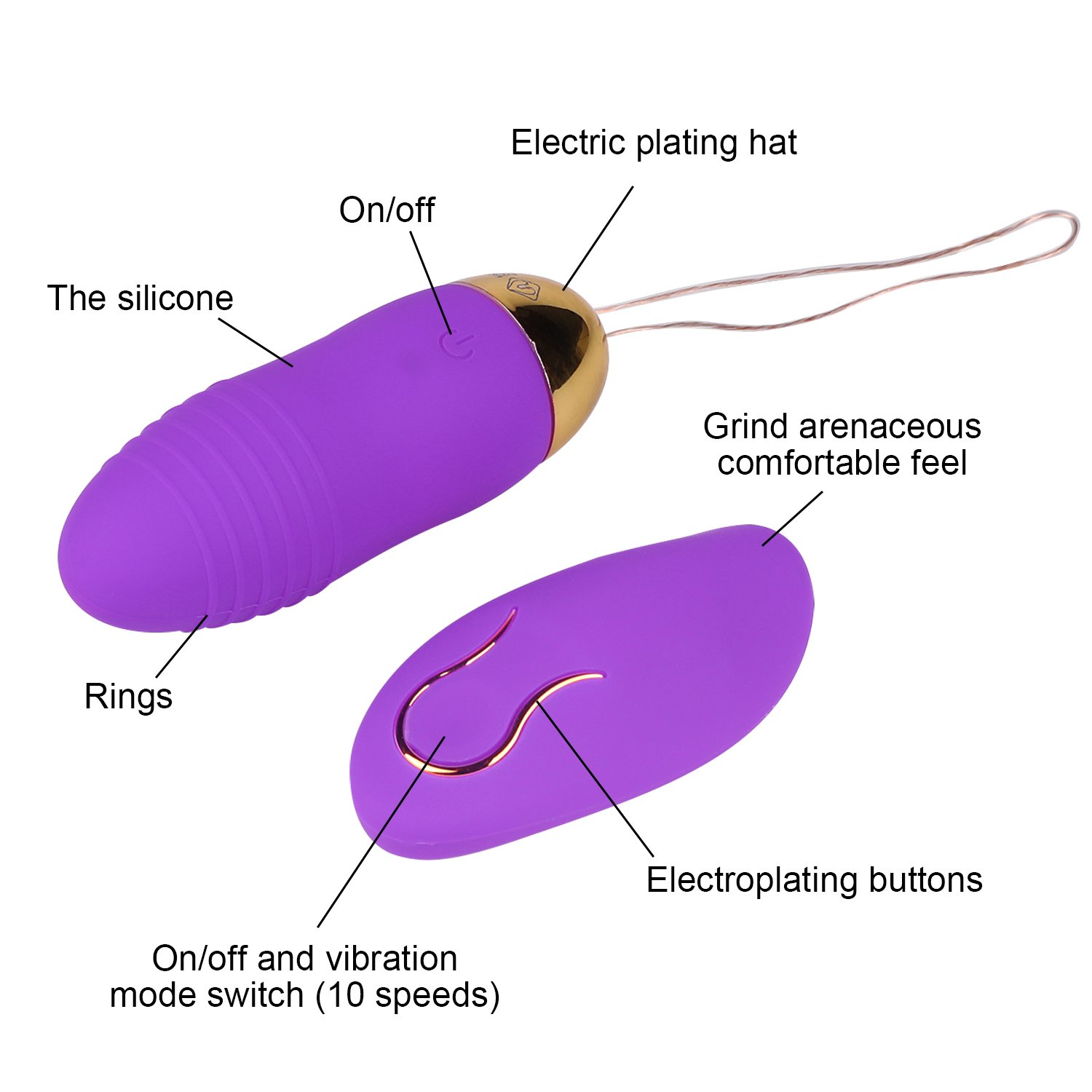 Sex Toy for Women,PPW Vibrating Egg with Remote Control,Powerful Vibrator for Clitoris Stimulation,10 Vibrations,Silicone,Waterproof Adult Toy Purple (Purple-1)