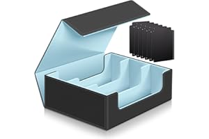 HOMTHY 1800+ Card Deck Case for Trading Cards, Leather Magnetic Closure Commander Card Storage Box Magic Card Holders Fit for MTG TCG and Sport Cards (Sky Blue)