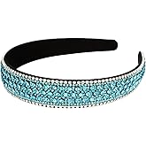 Wecoe Headband, Women's and Girls' Rhinestone Headband, Blue, Fashion Headband, Nonslip, Bling, Sparkly, Crystal, Diamond, Thin Hair Band, Holiday Birthday Gift, Formal Hair Accessories