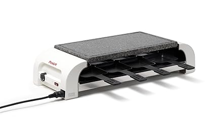 Stöckli Grill Pizza for 8 Hot'Stone Weiss, Naturstein Grillplatte, Multifunktionelles Tischkochgerät, 0028.72HS