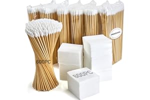 PINGMIC 1200/800/600PCS Gun Cleaning Kit - Gun Cleaning Patches and Swabs, 6-inch Pointed Swabs, 2" x 2" Lint Free Patches - Fit Most Calibers