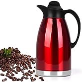 ShineMe 68Oz(2L) Coffee Carafes for Keeping Hot, Double Walled Vacuum Stainless Steel Coffee Urn, Insulated Hot Water & Coffee Dispenser with Airtight Lid, 12H Heat/24H Cold Retention, Red Color