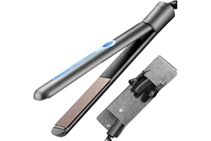 NITION Ceramic Tourmaline Hair Straighteners LCD Flat Iron MCH 10s Fast Heating Up. 1" Smooth 3D Floating Plate Healthy Strai