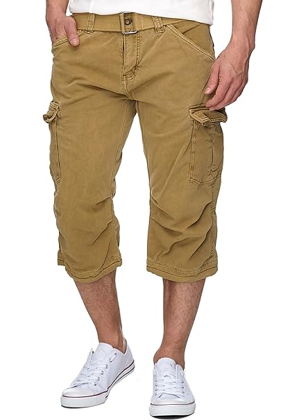 Indicode Herren Nicolas Check 3/4 Karierte Cargo Shorts inkl. Gürtel aus nachhaltiger Baumwolle