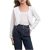 OYOANGLE Girl's 2 Pack Bolero Cardigans Long Sleeve Open Front Cropped Light Cardigan Sweater Outerwear