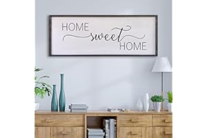 SURFAPANS Home Sweet Home Sign Wall Decor 32”X12” Master Family Room Above Bed Beautiful Living Room Above Couch Sign Large Rustic Farmhouse Wood Framed Entryway Hanging Wall Art Decoration (Black)
