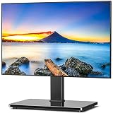 Rfiver Universal Swivel TV Stand Table Top TV Stand for 32-65,70,75 Inch LCD LED TV up to 110 lbs -Height Adjustable Center Pedestal Stand Replacement with Heavy Duty Tempered Glass Base