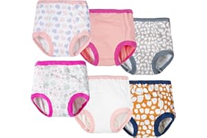 Joyo roy Potty Training Underwear for Toddlers Girls 6 Packs 100% Cotton Absorbent Baby Training Pants Reusable Layered Toddl