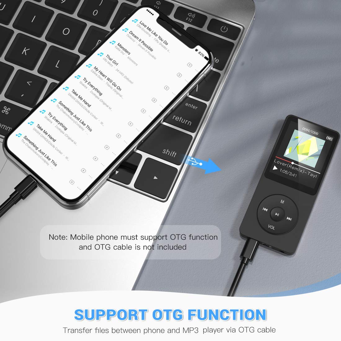 AGPTEK A02S 16GB MP3 Player, 70 Hours Playback Lossless Sound Music Player, Supports up to 128GB, Black