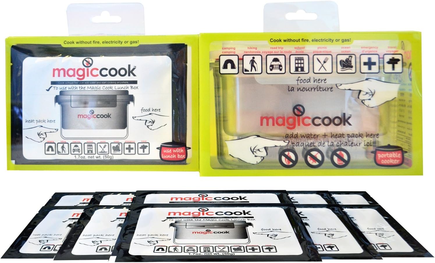 Magic Cook Triple Layers Lunch Box with 11 Refill Heat Packs of (50g)