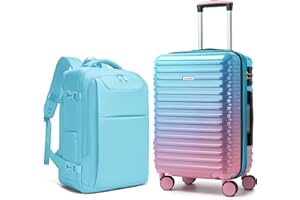 LARVENDER Carry on Luggage 22x14x9 Airline Approved, Expandable 20 Inch Hardside Large Suitcase with Wheels TSA Lock, Lightweigh PC+ABS Travel Carry-on Suitcases for Women and Men, Cotton Candy