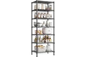 Bepatio 7 Tier Heavy Duty Metal Storage Shelves,1200LBS Adjustable Garage Shelving Unit, Wire Utility Organizer Rack for Kitc