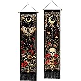 2 Pack Witchy Gothic Wall Decor, Moth Skull Tapestry for Room 12.8x51.2 in
