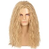 Kaneles Blonde Long Curly Wave Mens Wig Halloween Cosplay Wig Anime Rocker Costume Party Male Wigs
