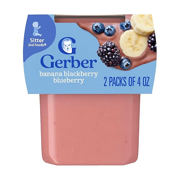 GERBER WONDER BABY FOODS BANANA BLACKBERRY BLUEBERRY, 4 OZ, 2 CT TUBS