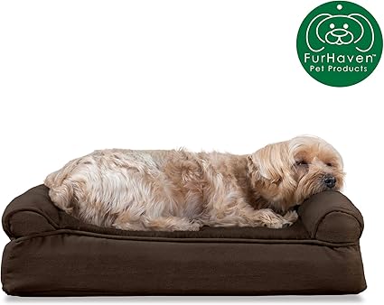 Furhaven Memory Foam Plush Suede Dog Couch Sofa Bed For Dogs And