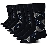 Calvin Klein Mens Dress Socks - 8 Pack Breathable Cotton Blend Work Crew Socks for Men for Casual Business & Formal Wear