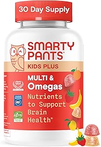 SmartyPants Kids Multivitamin Gummies - Improved Formula: Omega 3 (DHA/EPA), Vitamins D3, C, B12, B6, Vitamin A, K & Zinc, Gl
