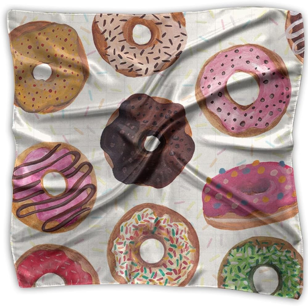 Donut Cupcake Printed Square Scarf Scarve Head Wrap Shawl