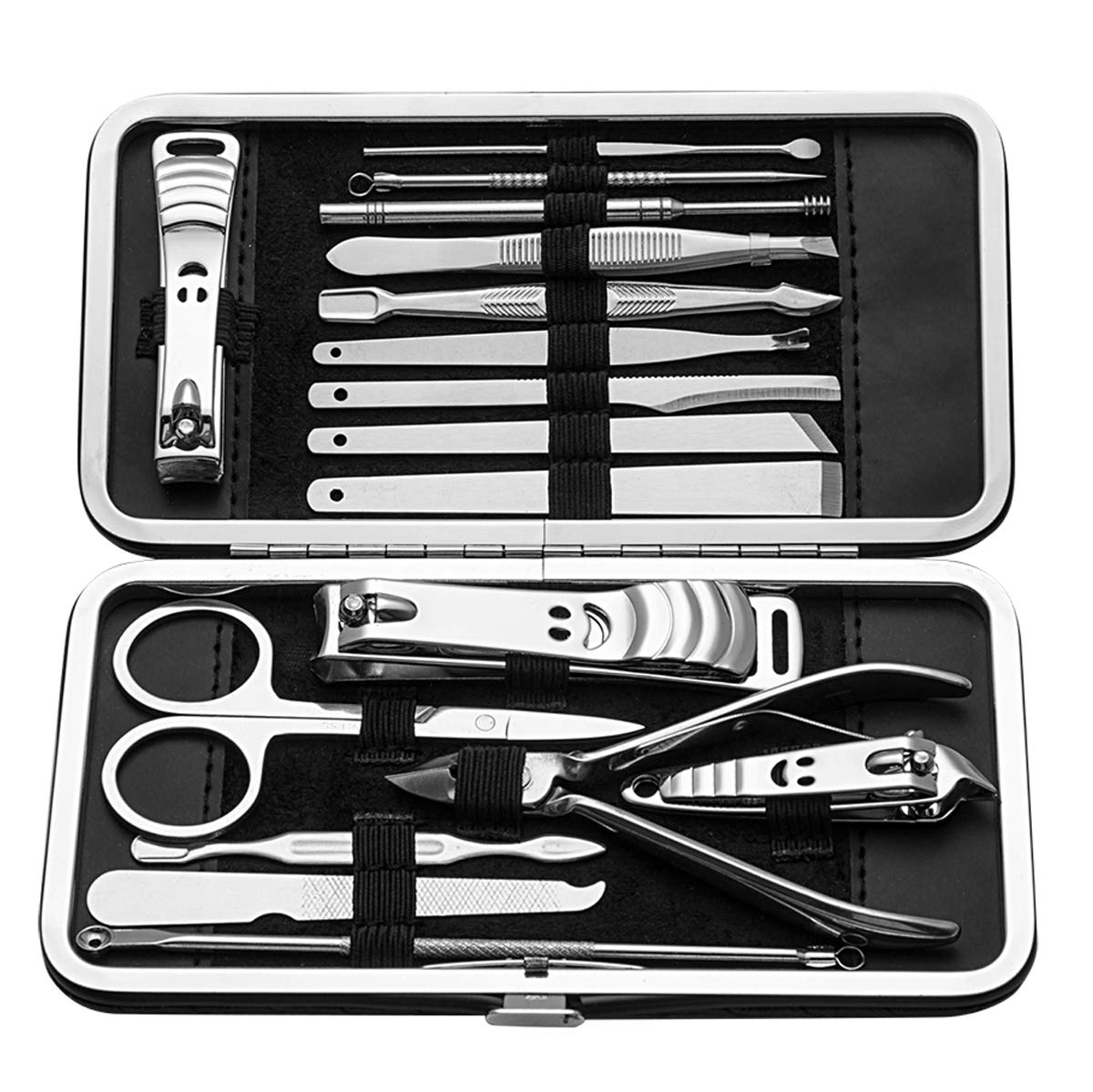 Manicure Pedicure Set Nail Clipper, UOWGA 17 Piece Stainless Steel Tools for Nail Grooming Cutter Kit Gift for Men/Women Includes Cuticle Remover with Portable Travel Case : Beauty