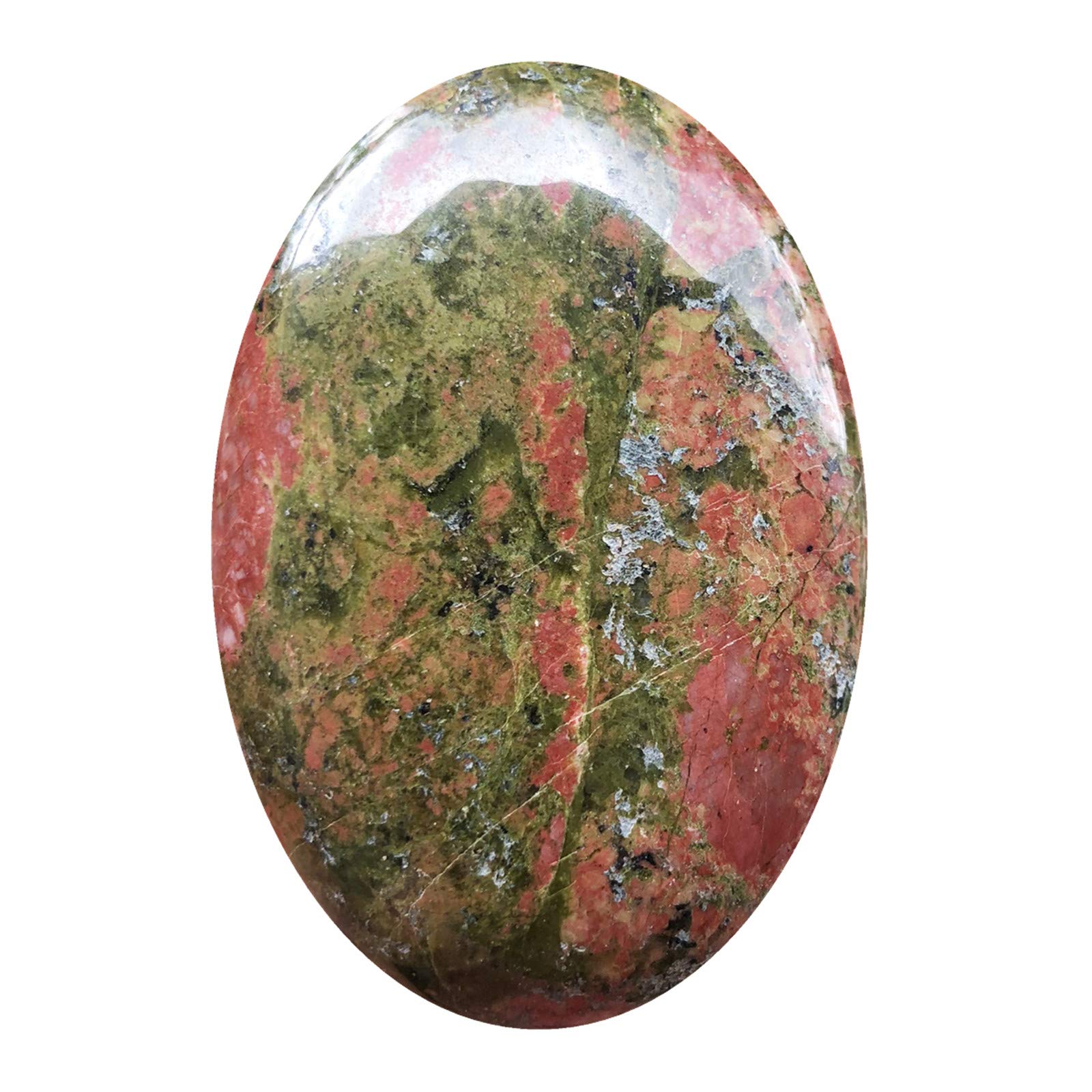Fekuar Oval Unakite Palm Stone, Polished Worry Pocket Massage Stones Healing Crystal for Therapy Geometry Chakra Balancing
