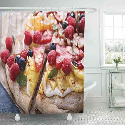 Semtomn Shower Curtain Colorful Vegan Grilled