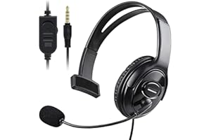 MEGADREAM PS5 PS4 Unilateral Headset, 3.5mm Wired Online Gaming One Ear Headphone with Microphone for Playstation 5 4, Xbox , NS-Switch, Laptop, PC, Mobile & Tablet, Chat Headphone - Office Business, Gaming