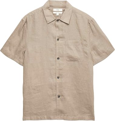 Camisa Puro Lino de Manga Corta M