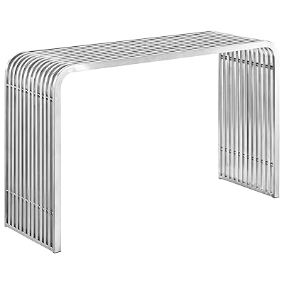Modway Pipe Stainless Steel Console Table, Silver