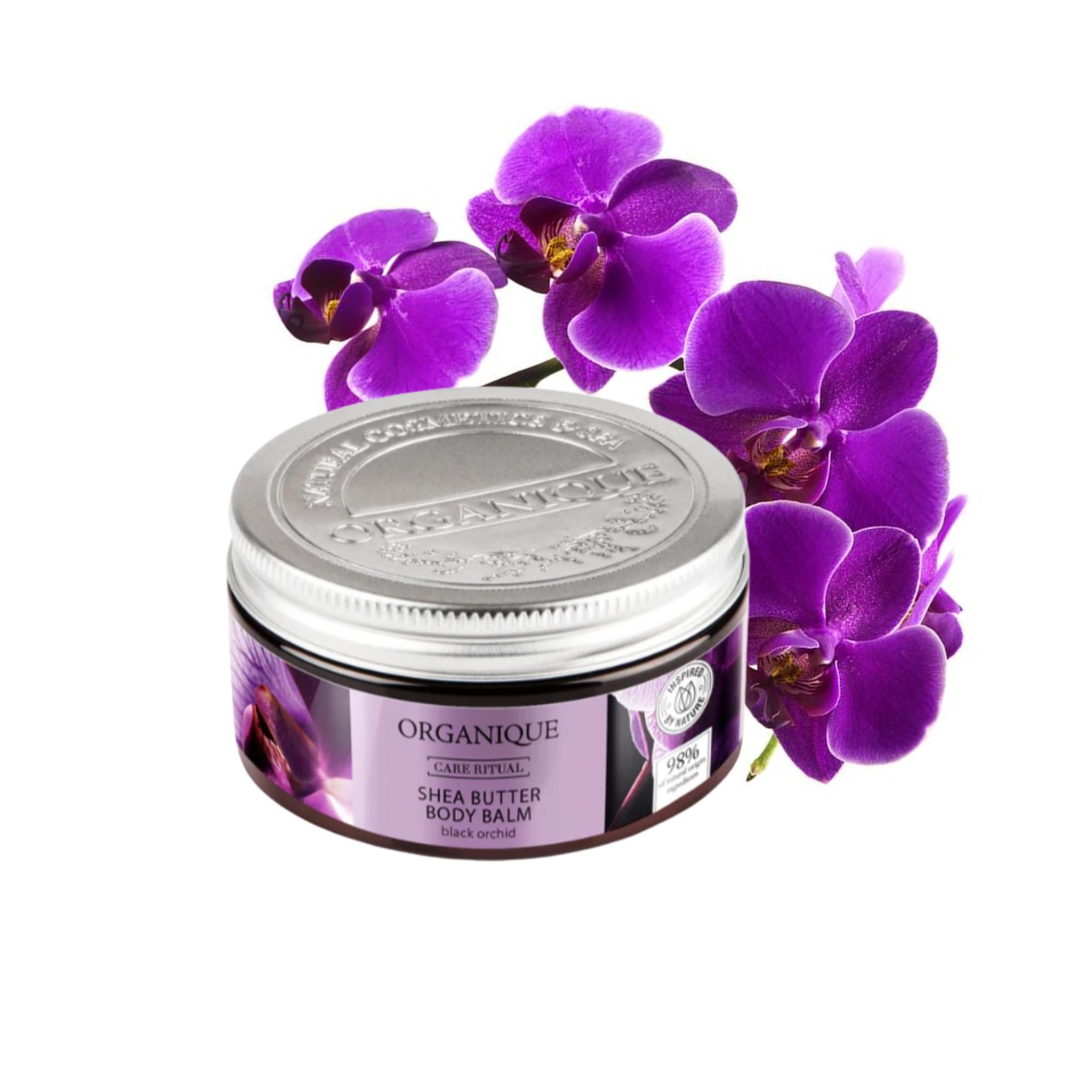 Organique Premium Beauty Black Orchid Shea Body Balm | Rich, High-Concentrated Shea Butter, Avocado Oil & Vitamin E | Moisturizing, Firming & Hydrating Balm for Dry, Rough & Sensitive Skin (100 ml)