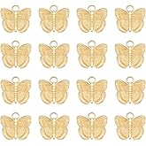UNICRAFTALE 16Pcs 18K Gold Plated Butterfly Charms Animal Pendants Stainless Steel Pendants Small Hanging Dangle Crystal Pendants for DIY Jewelry Making Bracelet Necklace Earring