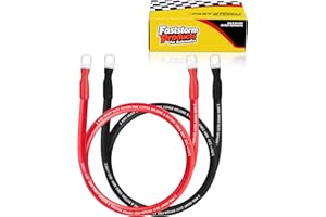 FASTSTORM 2 AWG Battery Cable, Flexible Inverter Cables 2 Feet with 3/8" Terminals OFC Pure Copper 2 Gauge Welding Wire for Automotive Solar Marine Boat RV Car Motorcycle (Red + Black 2FT Pair)