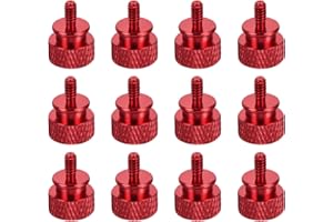 MECCANIXITY 12pcs UNC6-32x6.5mm Knurled Thumb Screw Computer Case Threaded Hand Tighten Screws Aluminum Alloy for PC Case, Wi