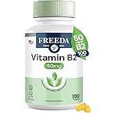 FREEDA Riboflavin Vitamin B2 Tablets – 50mg – Optimized Dose for Energy & Nervous System Support – Kosher, Vegan, GF B2 Vitamins Supplement – VIT B 2 for Brain & Metabolism (100 Ct)