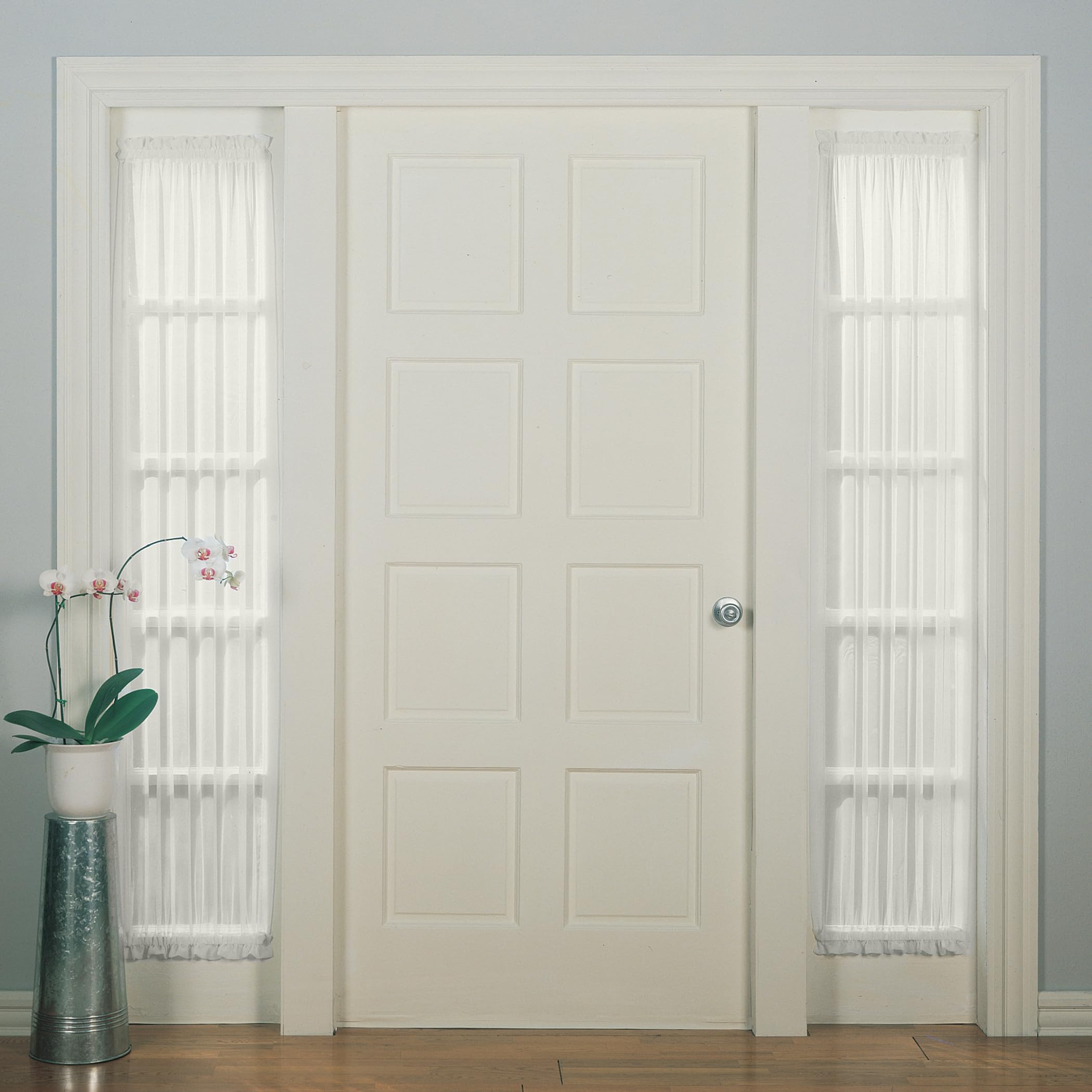 Photo 1 of No. 918 Emily Sheer Voile Rod Pocket Door Sidelight Curtain Panel, 28" x 72", Eggshell