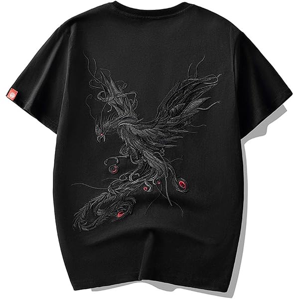 Men Women Y2K T-Shirt Japanese Tee Oversized Phoenix Lotus