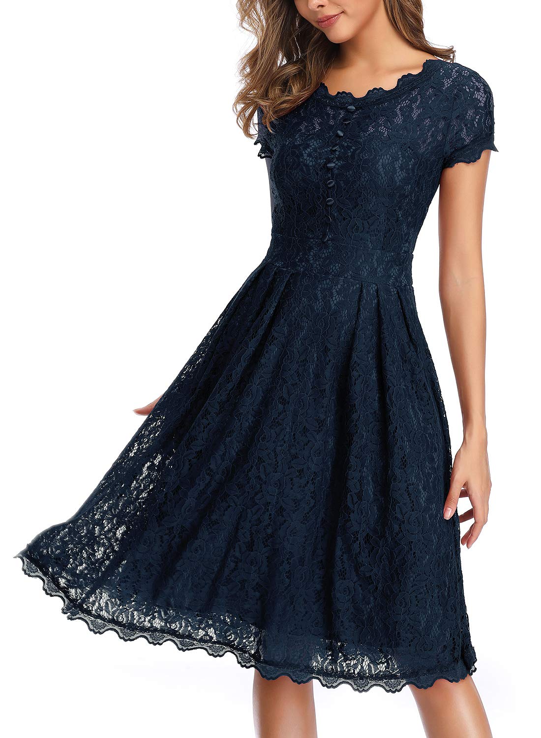 Vintage 1950s Cap Sleeve Floral Lace 