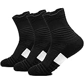 Yoknatt 3 Pack Compression Basketball Socks Performance Cushioned Athletic Crew Sports Running Cycling Sock
