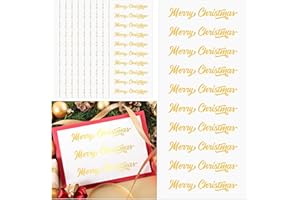 AmazingSpark 200 Pcs 20 Sheet Gold Script Merry Christmas Stickers Merry Christmas Script Mini Foil Adhesive Decals Self-Adhesive Xmas Stickers for Crafts Scrapbooks Holiday Cards Presents