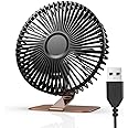 SLENPET 6 inch USB Desk Fan, 4 Speeds, Ultra-quiet, 90° Adjustment for Better Cooling, Portable Mini Powerful Desktop Table Fan, Small Personal Fan for Home Office, Metal Base, Bronze