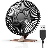 SLENPET 6 inch USB Desk Fan, 4 Speeds, Ultra-quiet, 90° Adjustment for Better Cooling, Portable Mini Powerful Desktop Table Fan, Small Personal Fan for Home Office, Metal Base, Bronze