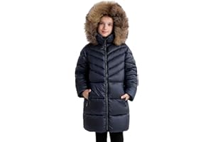 SOLOCOTE Girls Winter Coat - Heavyweight Water-Resistant Faux Fur Hood Sherpa Lined Elastic Cuffs with Zip Pockets Long Parka