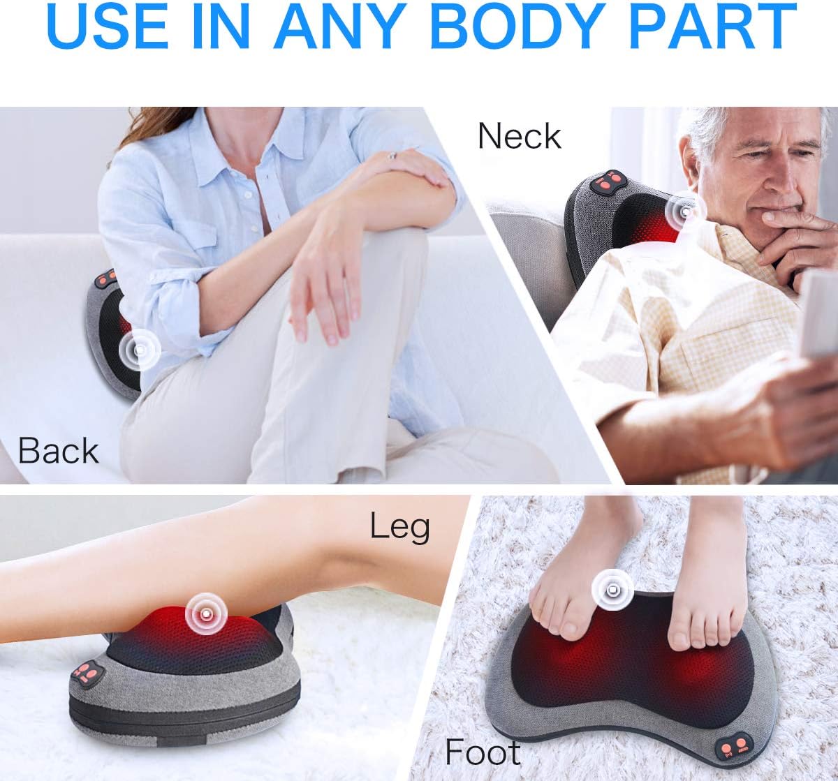 Papillon Back Massager with Heat,Shiatsu Back and Neck Massager with Deep Tissue Kneading,Electric Back Massage Pillow for Back,Neck,Shoulders,Legs, Foot,Body Muscle Pain Relief,Use at Home,Car,Office: Health & Personal Care