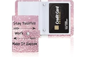 Rouidr Business Card Organizer, RFID Business Card Holder, Small Slim Leather Cards Book, Pocket Name Card Holder Wallet for Women, Work Hard