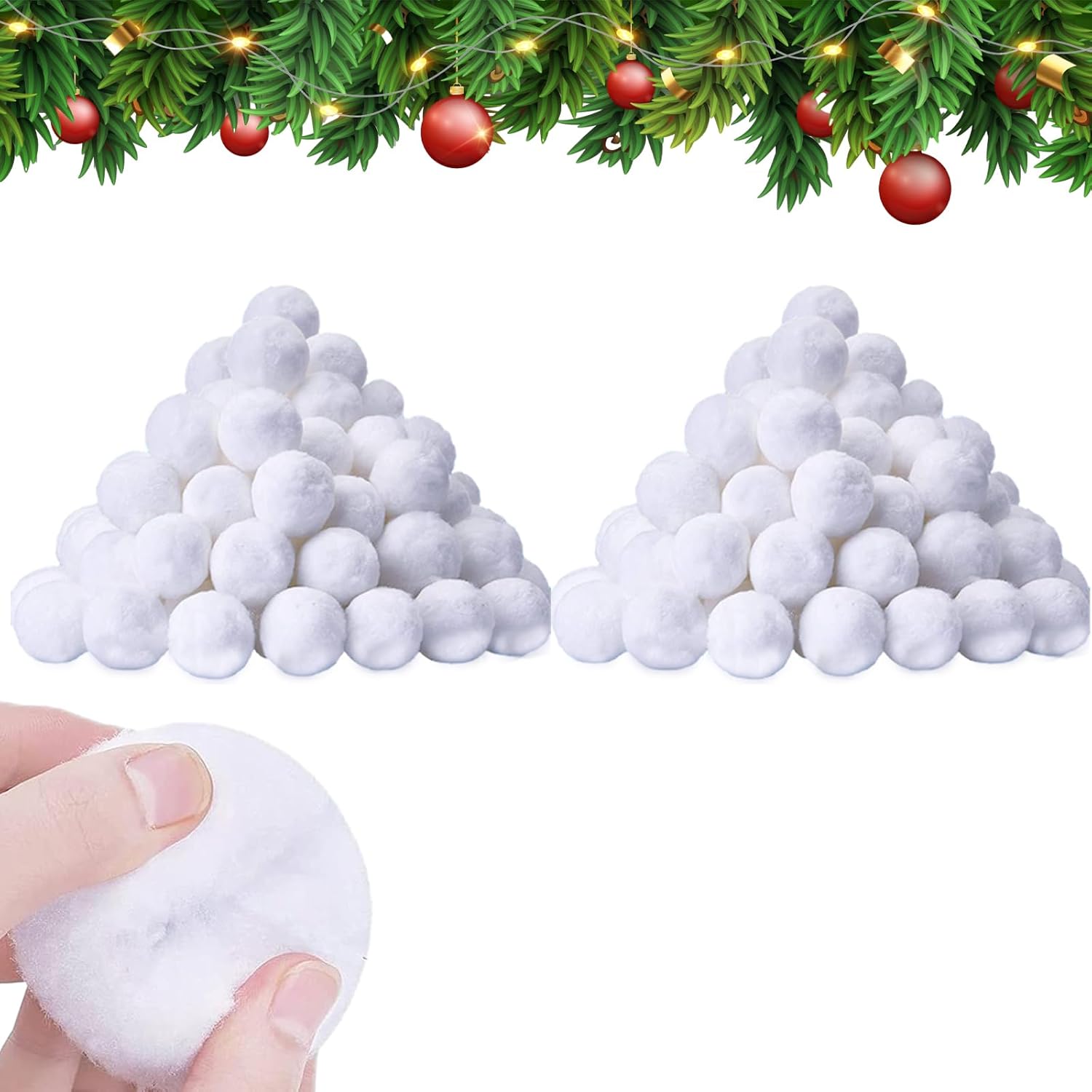 Artificial Snow - Profully 100 Pack White Fake Snowballs, Soft and Realistic Artificial Snowball for Winter Snow Fight Games and Christmas Decorations