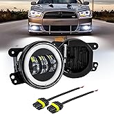 INXXDMJ 4 Inch LED Fog Lights Halo Ring Work Light Compatible with 2011-2014 Dodge Charger Fog Lights, Fog Light Assembly,with White DRL Amber turn Signal Front Bumper Replacements DOT Approved.2-Pack
