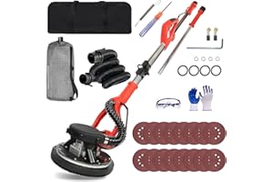 SFESGRER Drywall Sander, 1150W Electric Drywall Sander with Vacuum Dust Collector, 7.2A Popcorn Ceiling Removal Tool, 6 Variable Speed 900-2100RPM, Pure-Copper Motor, IP20 Waterproof,Extendable Handle