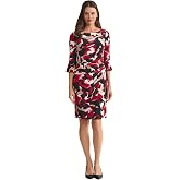 Kasper Women's 3/4 Sleeve Printed Jersey Dress