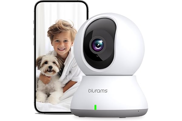 blurams Security Camera, 2K Indoor Camera 360-degree Pet Camera for Home Security w/ Motion Tracking, Phone App, 2-Way Audio,